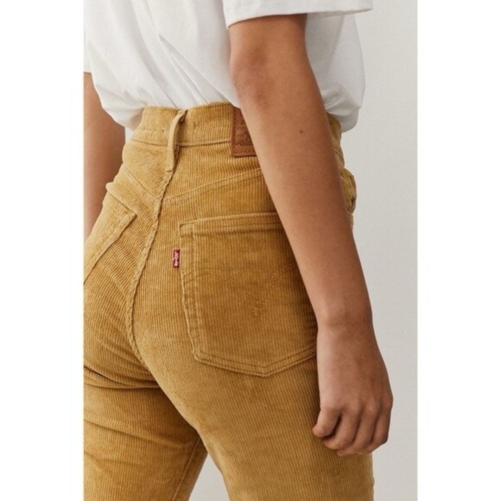 Levi’s NWOT Bohemian Ribcage Tan Corduroy Bootcut Jeans Cut Jeans (Size 27) - Picture 4 of 7